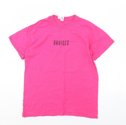 Womens UK Size M Gildan Pink Basic T-Shirt