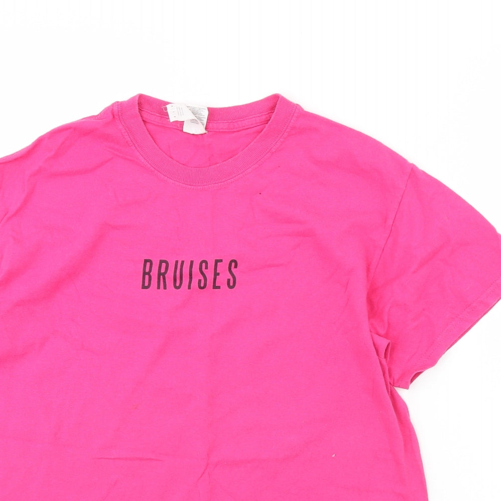Womens UK Size M Gildan Pink Basic T-Shirt