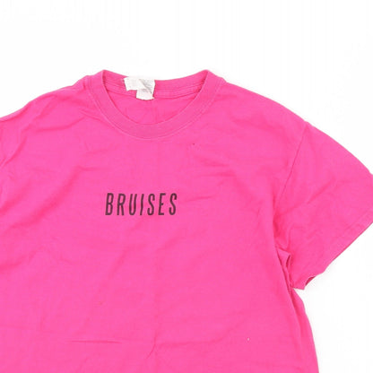Womens UK Size M Gildan Pink Basic T-Shirt