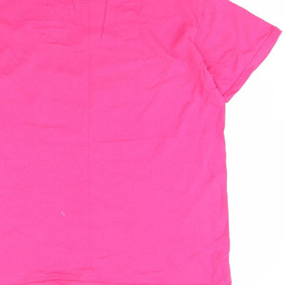 Womens UK Size M Gildan Pink Basic T-Shirt
