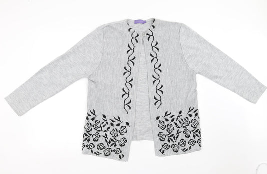 Autonomy Womens Grey Floral  Wrap Sweatshirt Size L