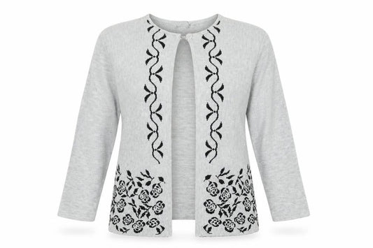 Autonomy Womens Grey Floral  Wrap Sweatshirt Size L