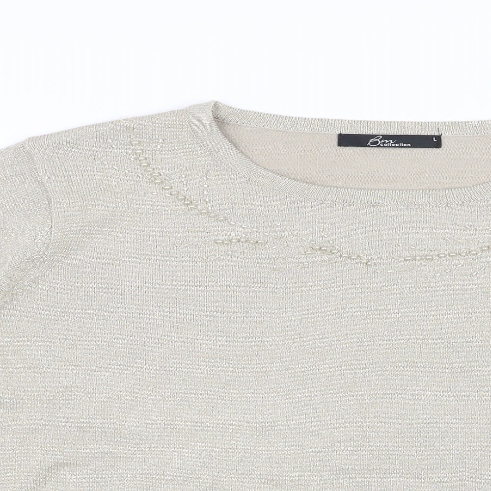 BM Womens Beige   Pullover Sweatshirt Size L