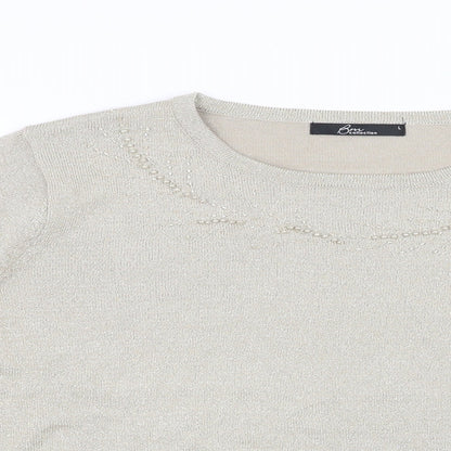 BM Womens Beige   Pullover Sweatshirt Size L