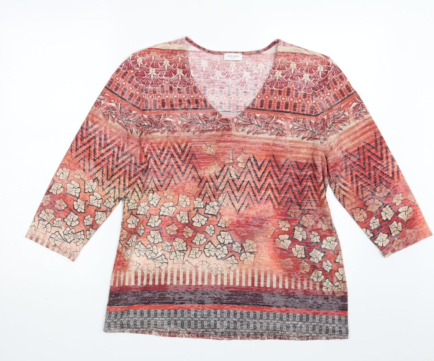 Gerry Weber Womens Orange Floral  Basic T-Shirt Size M