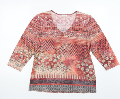 Gerry Weber Womens Orange Floral  Basic T-Shirt Size M