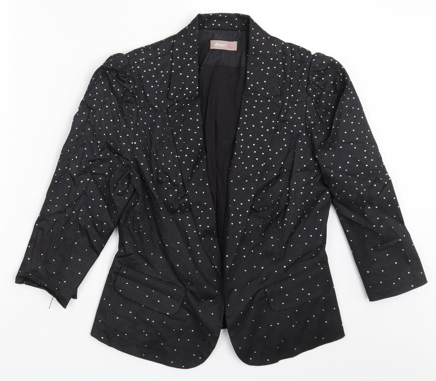 A wear Womens Black Polka Dot  Jacket Blazer Size 12