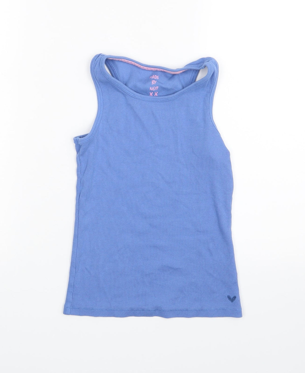 Front view of Next girls’ blue basic t-shirt, size 7, years