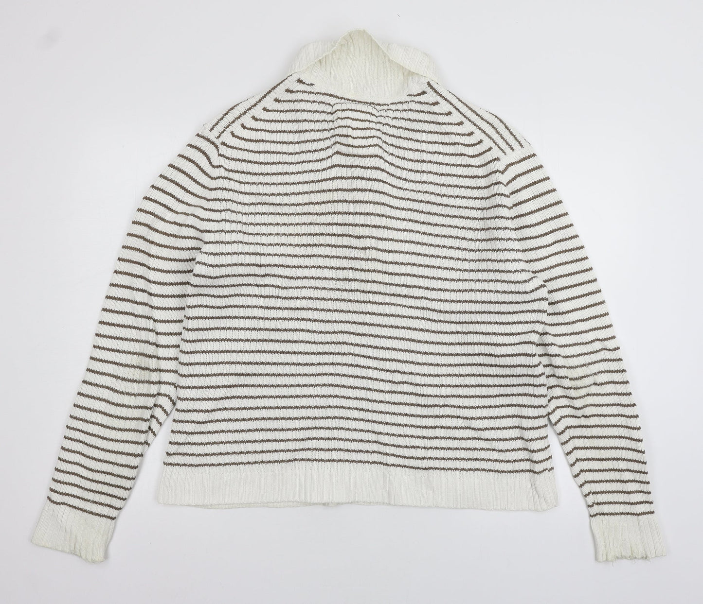 H&M Mens White Striped Knit Pullover Jumper Size L