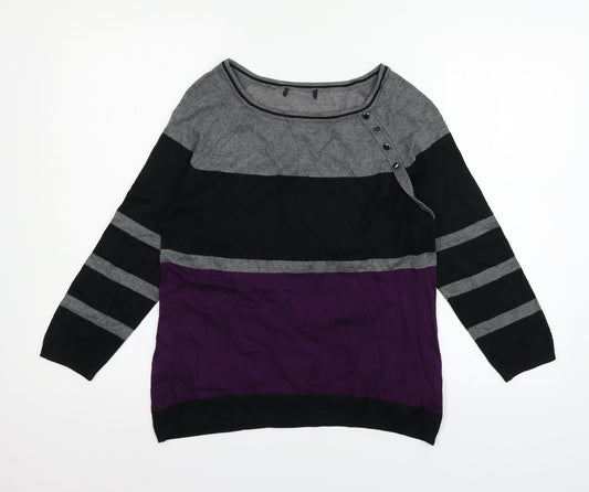 Debenhams Womens Purple Striped Knit Pullover Jumper Size 12
