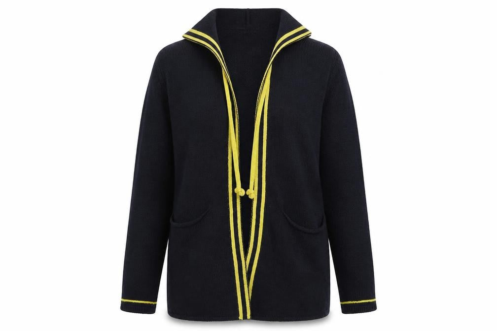 Front view of Isabella D women’s blue cardigan hoodie, size M