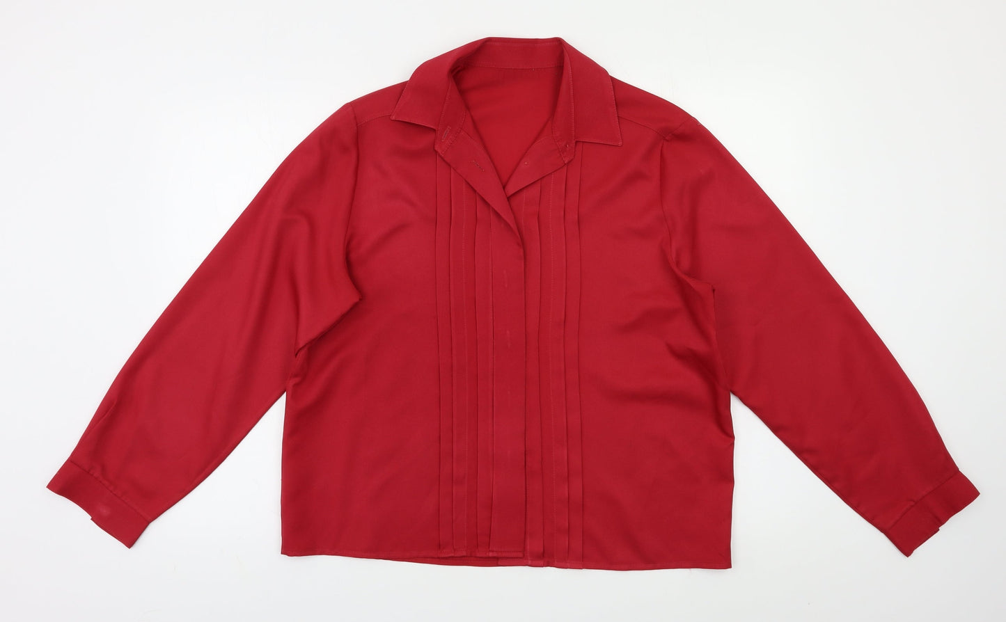 Womens UK Size 14 M&S Red Basic Button-Up