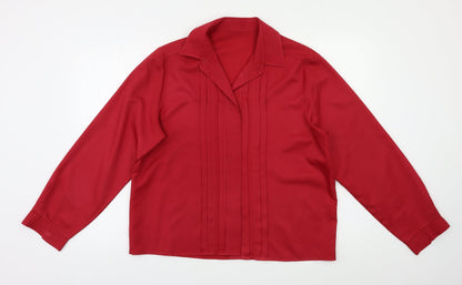 Womens UK Size 14 M&S Red Basic Button-Up
