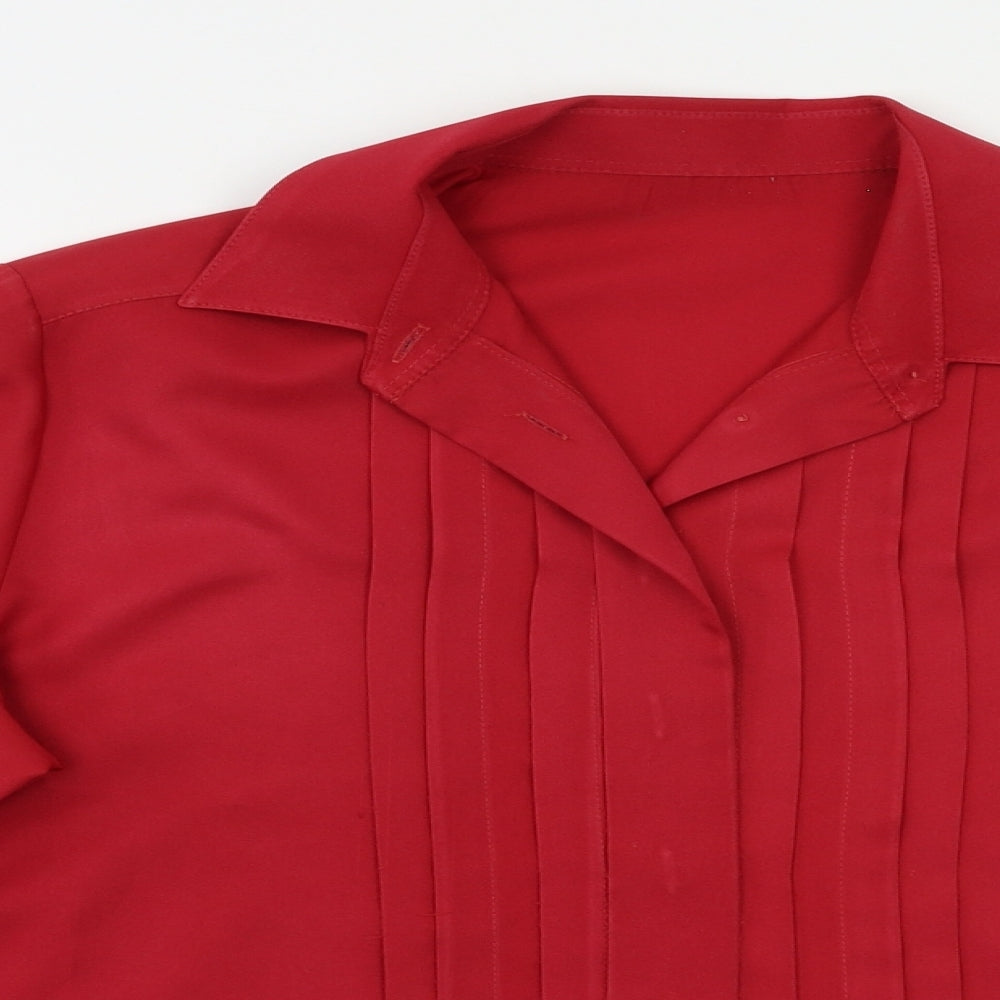 Womens UK Size 14 M&S Red Basic Button-Up