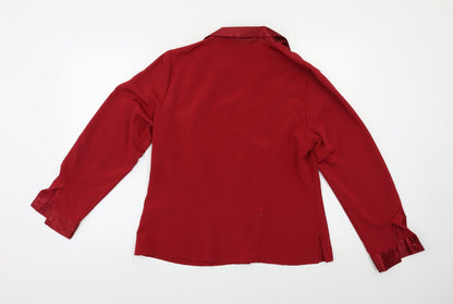 Womens UK Size 14 BM Red Basic Button-Up