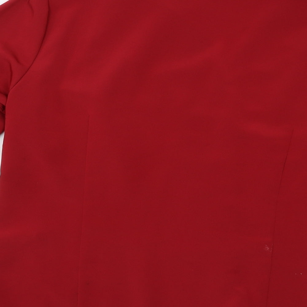 Womens UK Size 14 BM Red Basic Button-Up