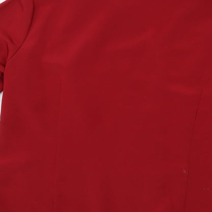 Womens UK Size 14 BM Red Basic Button-Up