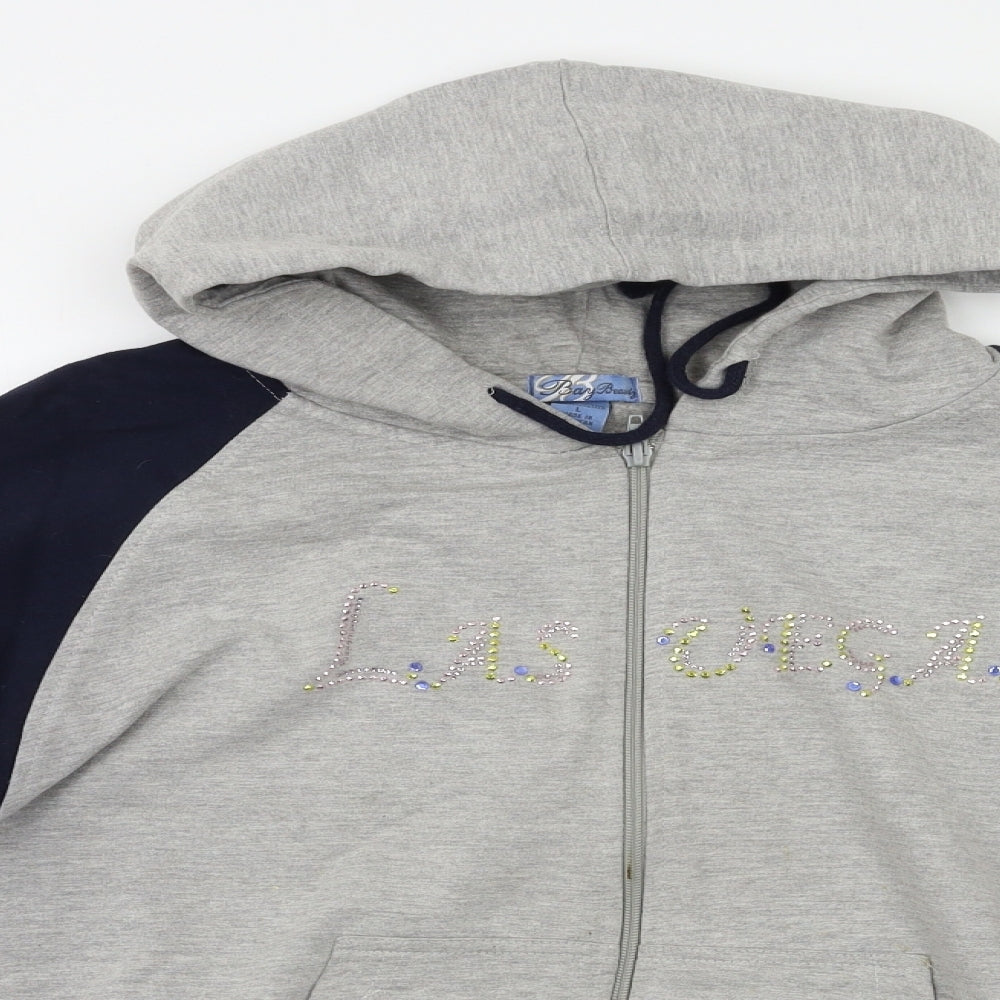 bay beauty Womens Grey   Full Zip Hoodie Size L