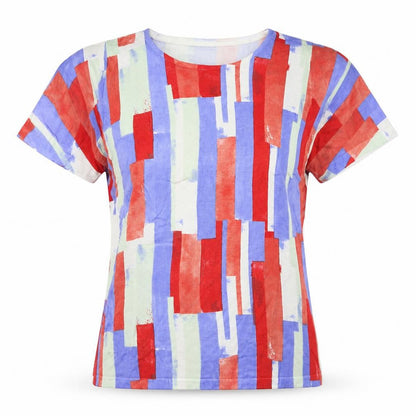 Womens UK Size 14 Kaleidoscope Multicoloured Basic T-Shirt