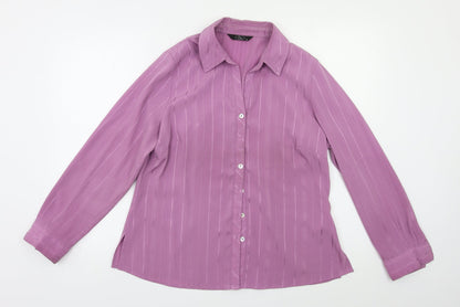 Womens UK Size 14 BM Purple Basic Button-Up