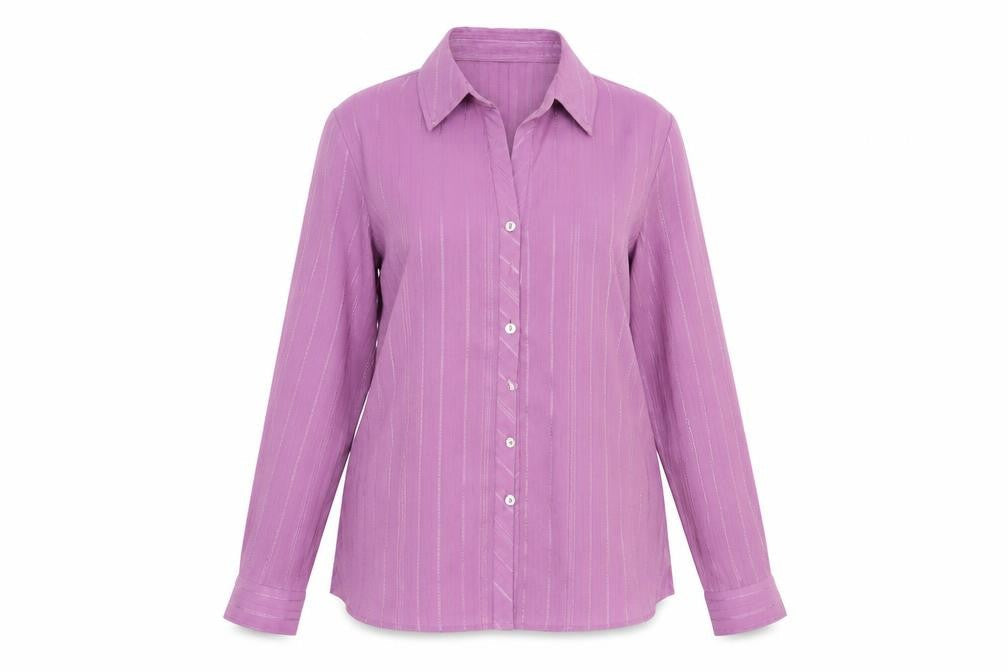 Bonmarché Womens Purple Striped  Basic Button-Up Size 14