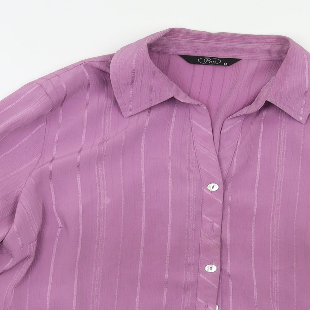 Womens UK Size 14 BM Purple Basic Button-Up