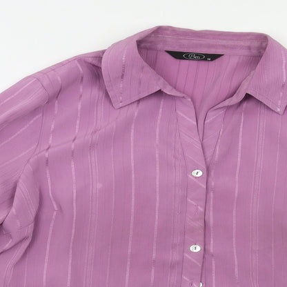 Womens UK Size 14 BM Purple Basic Button-Up