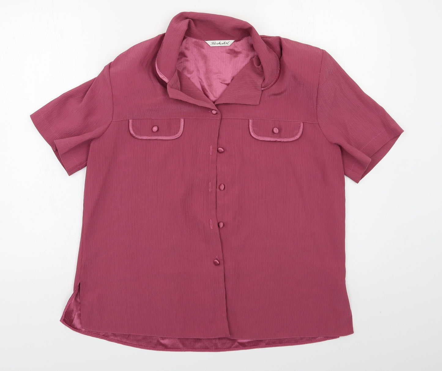 Womens UK Size 14 Berketex Purple Basic Button-Up