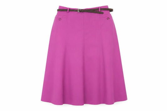 Front view of BM women’s purple a-line skirt, size UK 12
