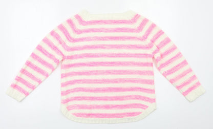 YD Girls Pink Striped  Pullover Jumper Size 12 Years