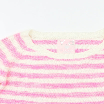 YD Girls Pink Striped  Pullover Jumper Size 12 Years