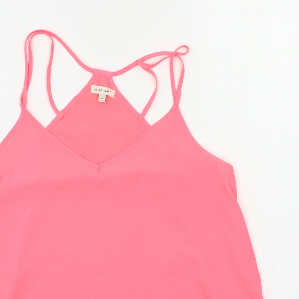 Womens UK Size 10 River Island Pink Basic Tank