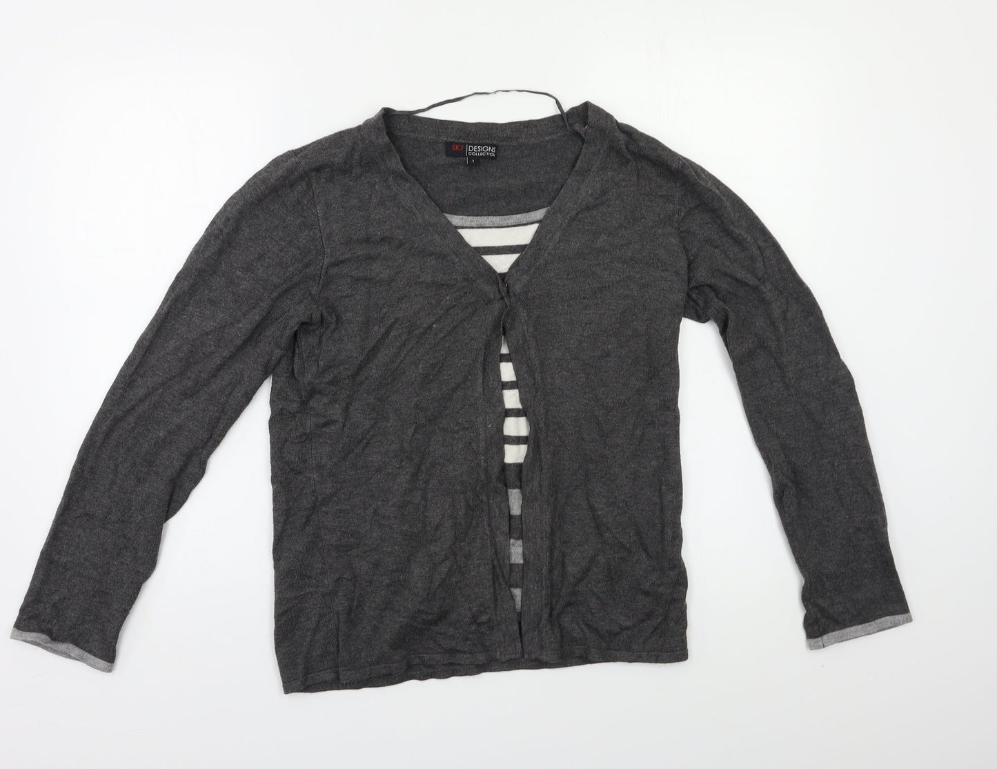 Womens UK Size S Sky Design Grey Cardigan Jumper