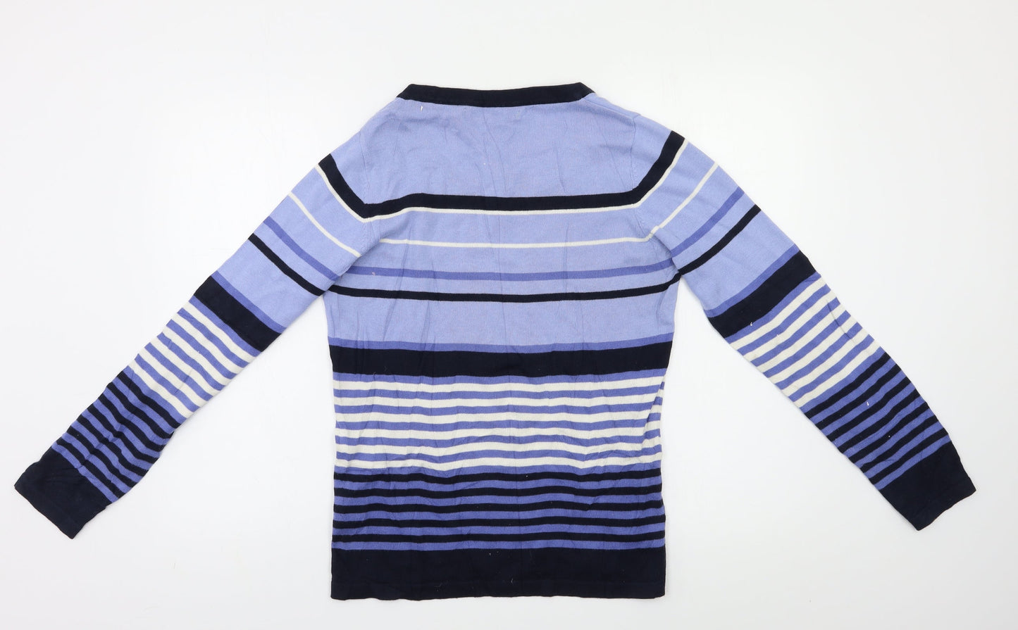 EWM Womens Blue Striped  Pullover Jumper Size S