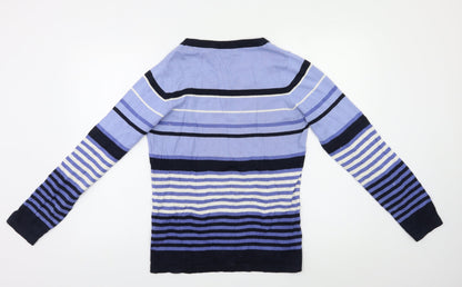 EWM Womens Blue Striped  Pullover Jumper Size S
