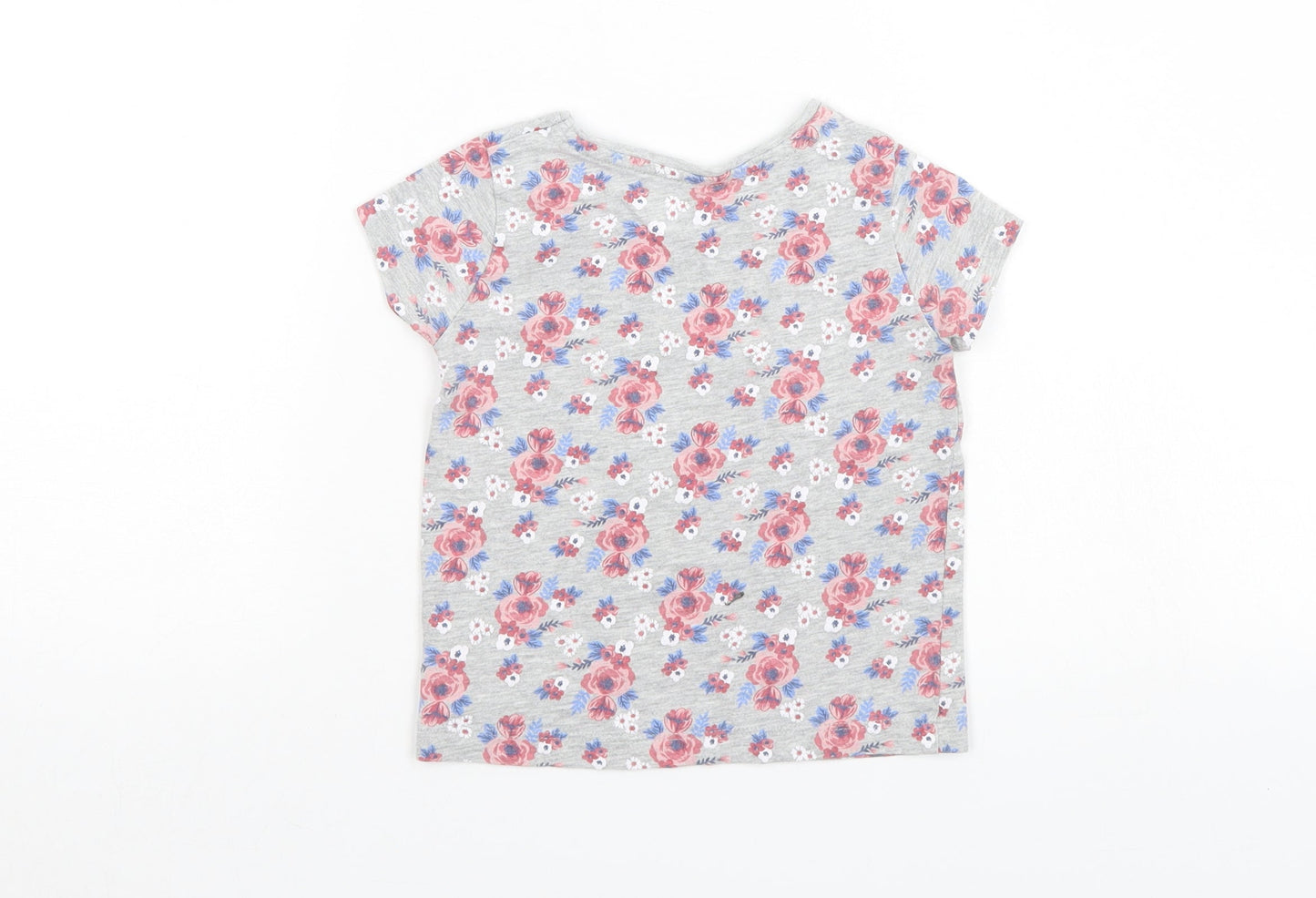Priark Girls Grey Floral  Basic T-Shirt Size 2-3 Years