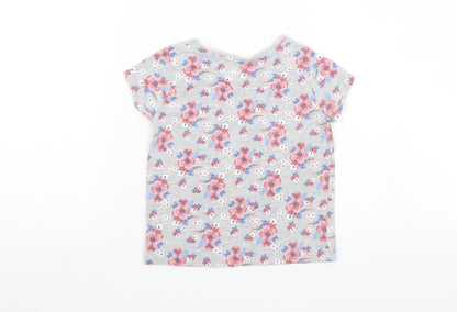 Priark Girls Grey Floral  Basic T-Shirt Size 2-3 Years
