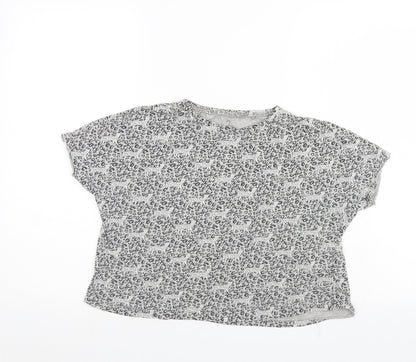 NEXT Girls Grey Animal Print   T-Shirt Size 11 Years