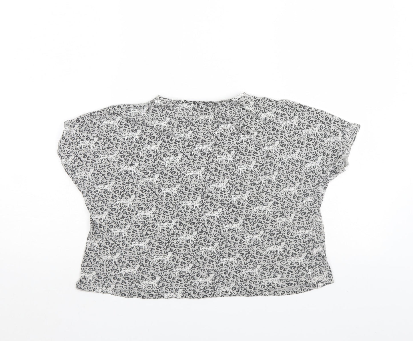NEXT Girls Grey Animal Print   T-Shirt Size 11 Years