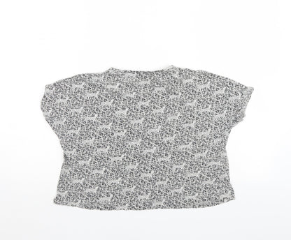 NEXT Girls Grey Animal Print   T-Shirt Size 11 Years