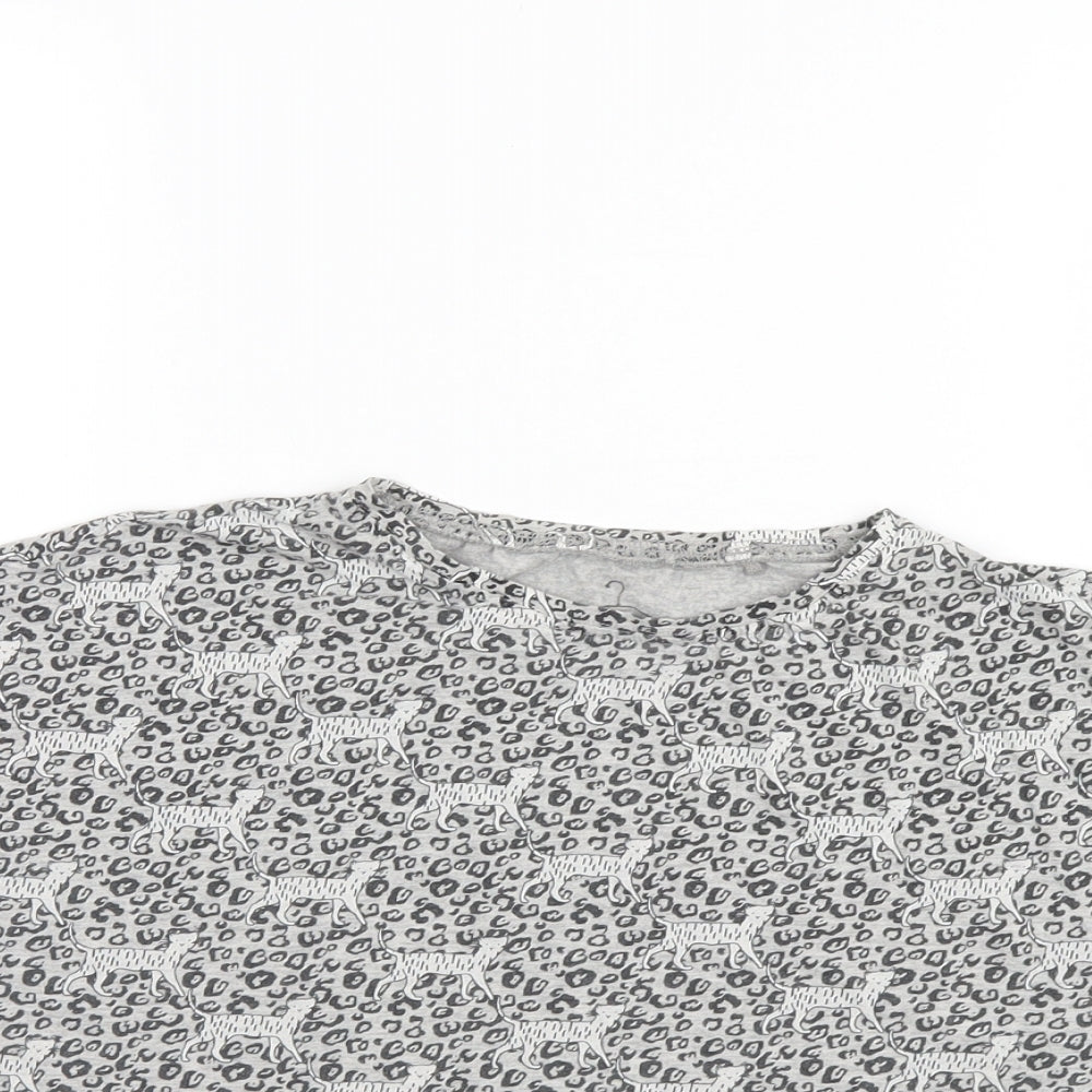 NEXT Girls Grey Animal Print   T-Shirt Size 11 Years
