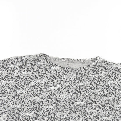 NEXT Girls Grey Animal Print   T-Shirt Size 11 Years