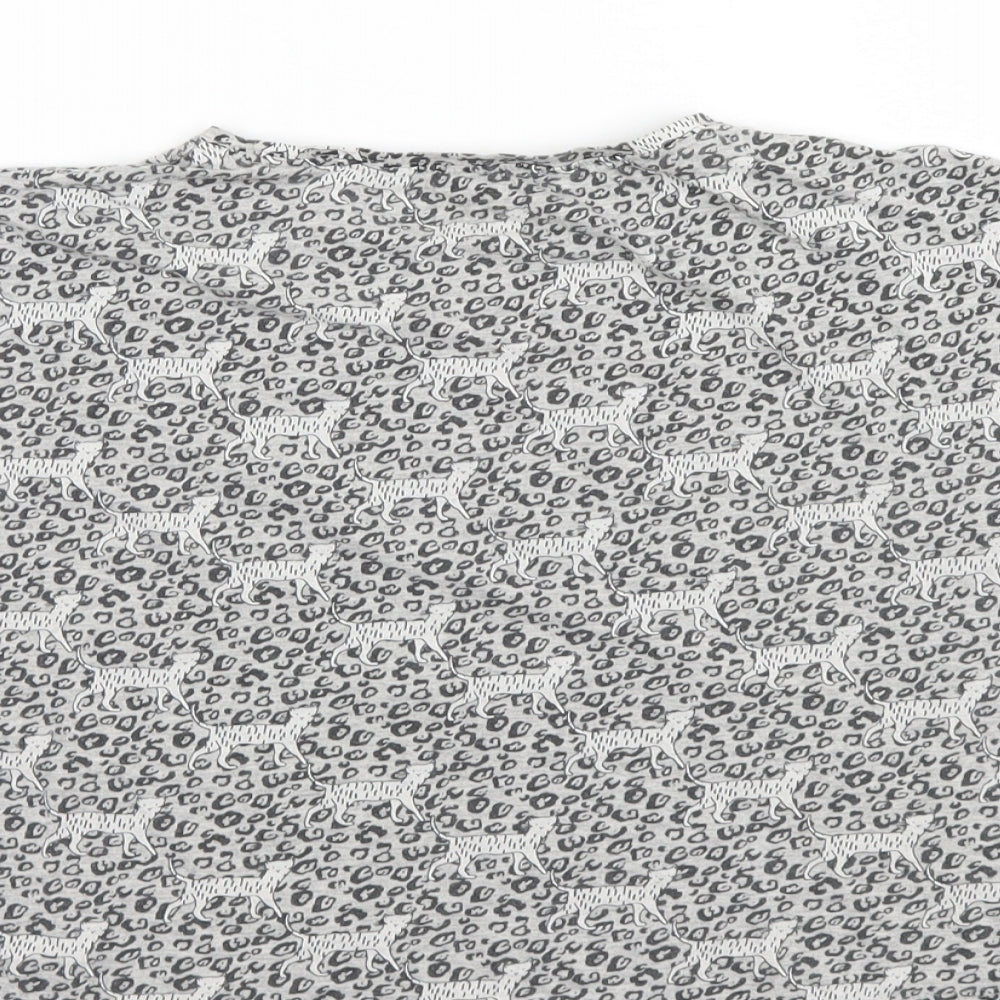NEXT Girls Grey Animal Print   T-Shirt Size 11 Years