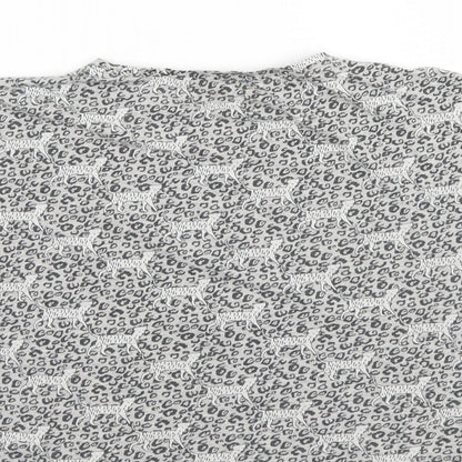 NEXT Girls Grey Animal Print   T-Shirt Size 11 Years