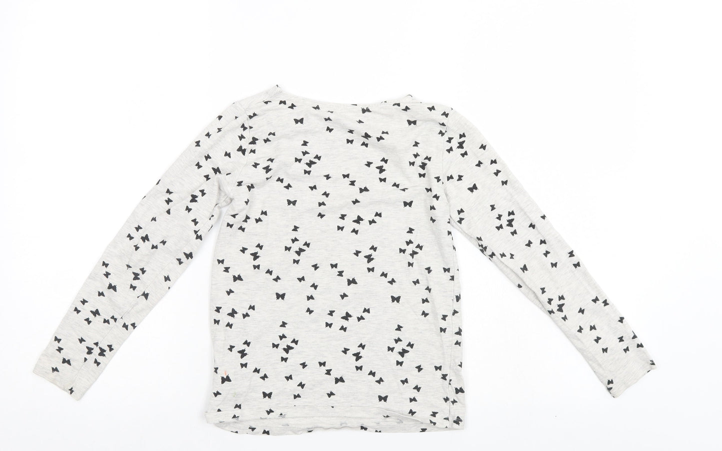 H&M Girls Grey Polka Dot  Henley Jumper Size 9-10 Years