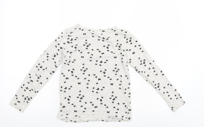 H&M Girls Grey Polka Dot  Henley Jumper Size 9-10 Years