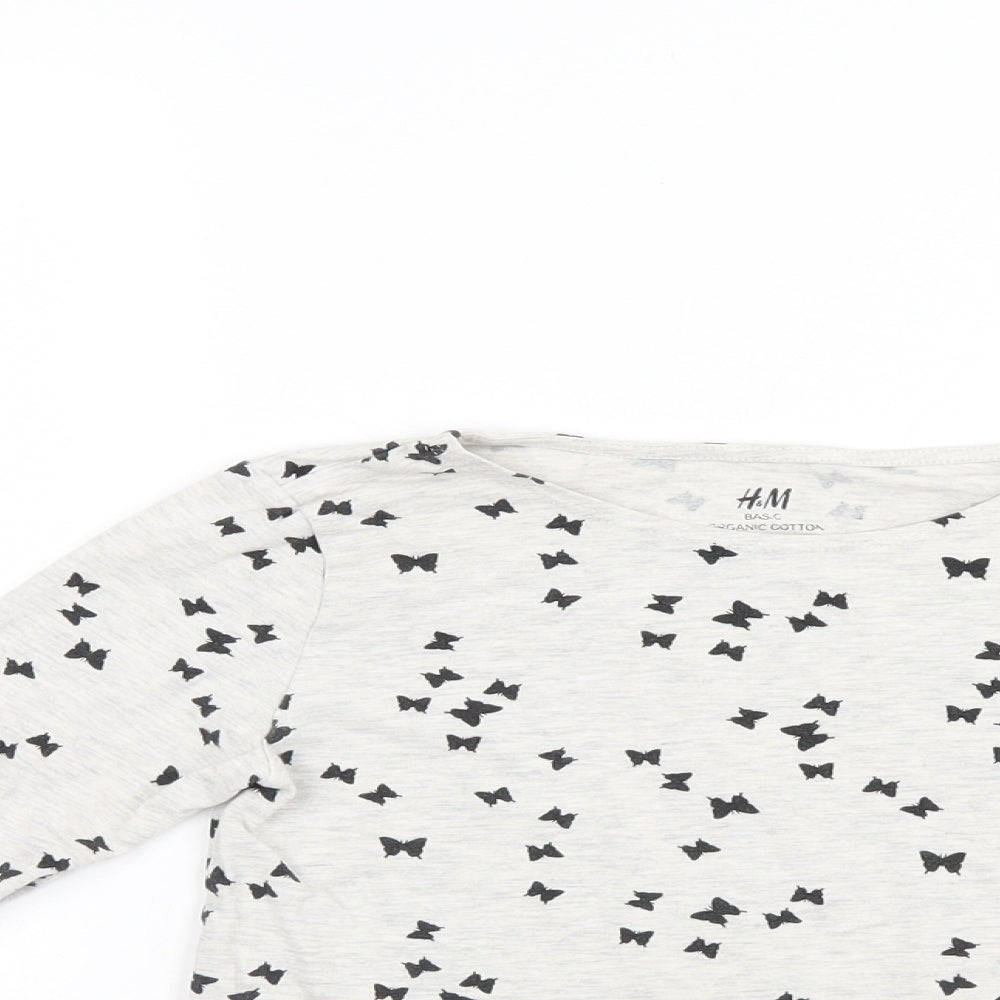 H&M Girls Grey Polka Dot  Henley Jumper Size 9-10 Years