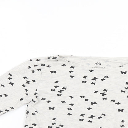 H&M Girls Grey Polka Dot  Henley Jumper Size 9-10 Years