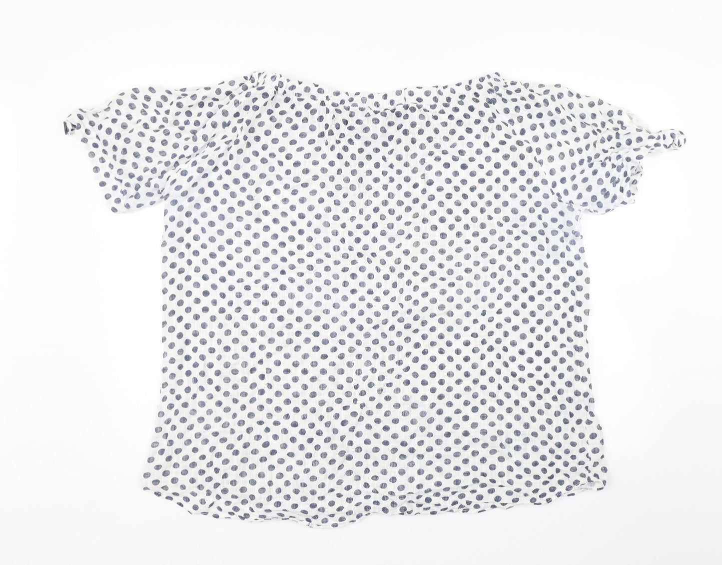 Izabel Womens White Polka Dot  Basic Blouse Size 14