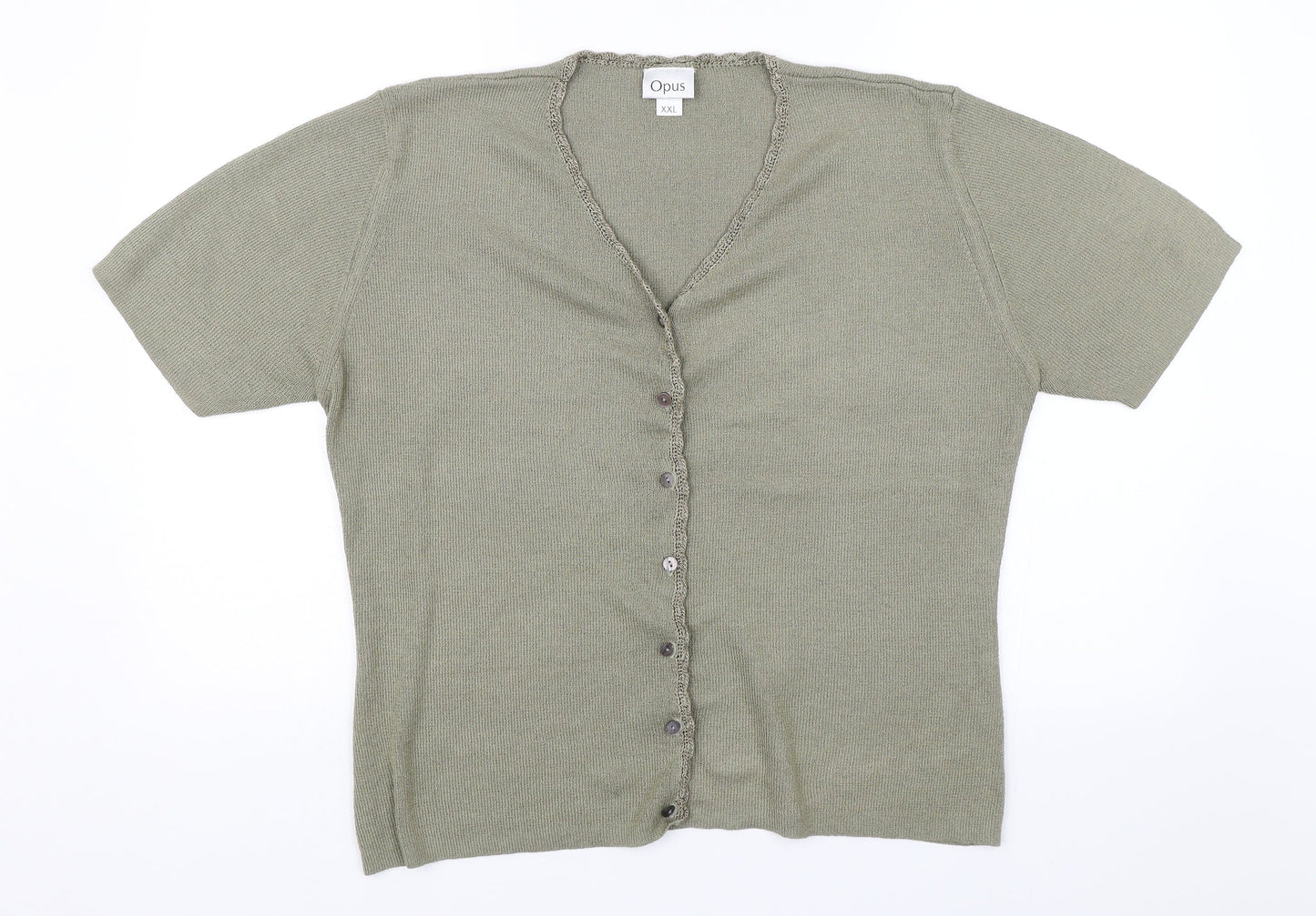 Womens UK Size 2XL OPUS Green Basic Button-Up